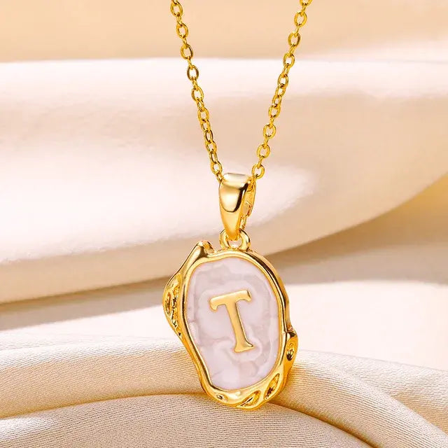 Y2K Stainless Steels Drip Oil 26 Letter Necklaces for Women Men Alphabet A-Z Initials Pendant Necklace Aesthetic Jewelry Gift