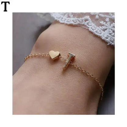 26 English Initial Letter Bracelets For Lovers Women Men Heart-shaped 26 Alphabet Bracelets Anniversary Valentine's Day Gift