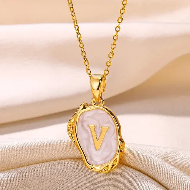 Y2K Stainless Steels Drip Oil 26 Letter Necklaces for Women Men Alphabet A-Z Initials Pendant Necklace Aesthetic Jewelry Gift