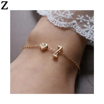 26 English Initial Letter Bracelets For Lovers Women Men Heart-shaped 26 Alphabet Bracelets Anniversary Valentine's Day Gift