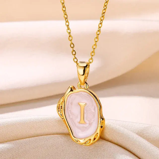 Y2K Stainless Steels Drip Oil 26 Letter Necklaces for Women Men Alphabet A-Z Initials Pendant Necklace Aesthetic Jewelry Gift