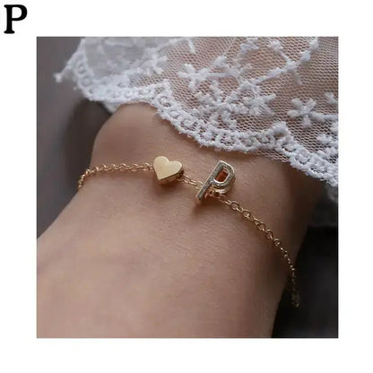 26 English Initial Letter Bracelets For Lovers Women Men Heart-shaped 26 Alphabet Bracelets Anniversary Valentine's Day Gift