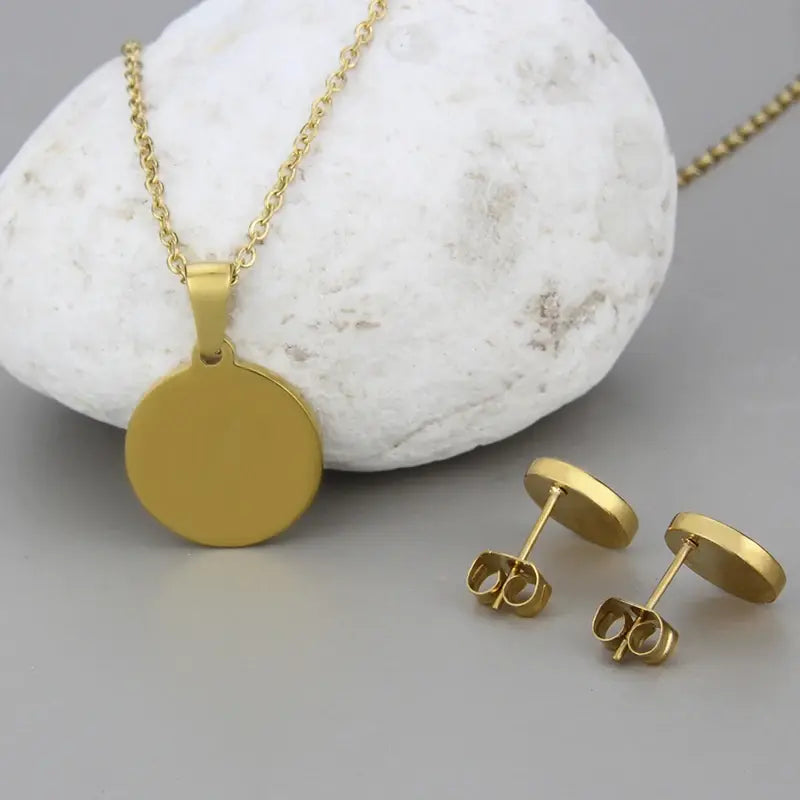 SUNSLL Titanium Steel Gold Plated Pendant Necklace Initial Letter Shell Jewelry Set And Fashion Earring For Accessories Women