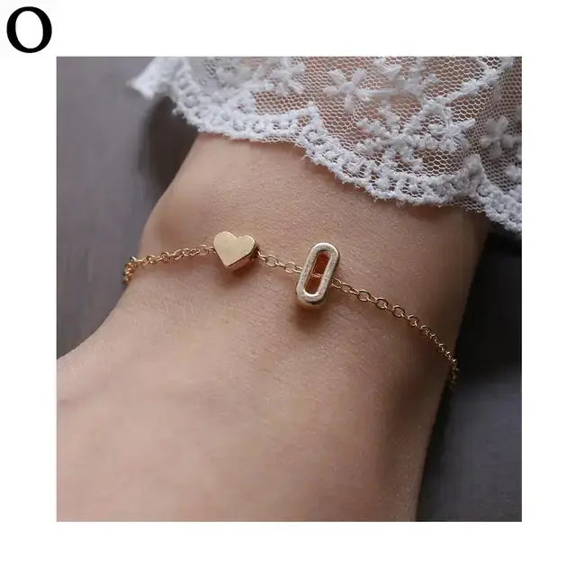 26 English Initial Letter Bracelets For Lovers Women Men Heart-shaped 26 Alphabet Bracelets Anniversary Valentine's Day Gift