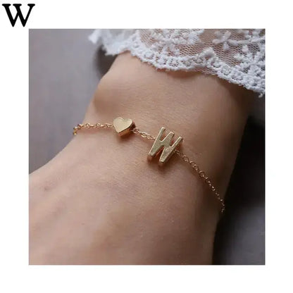 26 English Initial Letter Bracelets For Lovers Women Men Heart-shaped 26 Alphabet Bracelets Anniversary Valentine's Day Gift