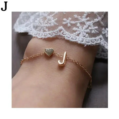 26 English Initial Letter Bracelets For Lovers Women Men Heart-shaped 26 Alphabet Bracelets Anniversary Valentine's Day Gift