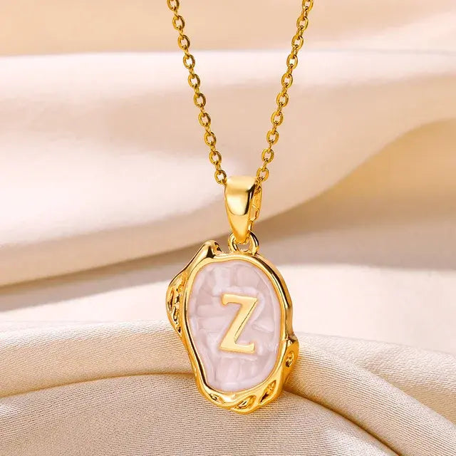 Y2K Stainless Steels Drip Oil 26 Letter Necklaces for Women Men Alphabet A-Z Initials Pendant Necklace Aesthetic Jewelry Gift