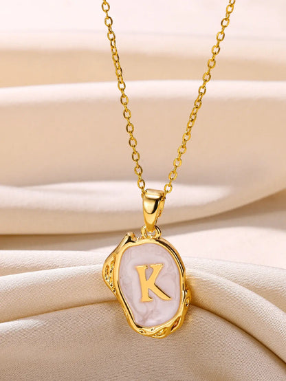 Y2K Stainless Steels Drip Oil 26 Letter Necklaces for Women Men Alphabet A-Z Initials Pendant Necklace Aesthetic Jewelry Gift