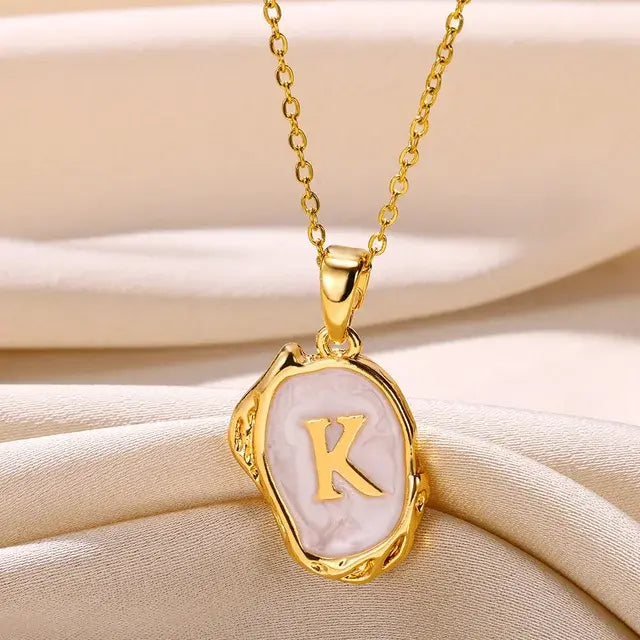 Y2K Stainless Steels Drip Oil 26 Letter Necklaces for Women Men Alphabet A-Z Initials Pendant Necklace Aesthetic Jewelry Gift