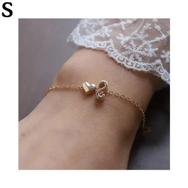 26 English Initial Letter Bracelets For Lovers Women Men Heart-shaped 26 Alphabet Bracelets Anniversary Valentine's Day Gift