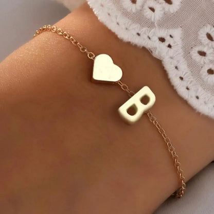 26 English Initial Letter Bracelets For Lovers Women Men Heart-shaped 26 Alphabet Bracelets Anniversary Valentine's Day Gift