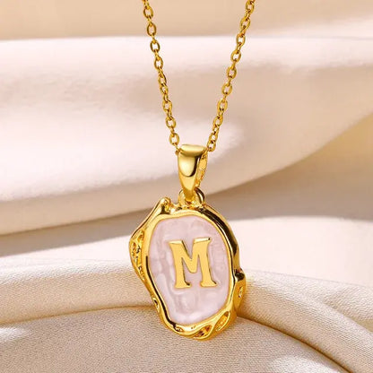 Y2K Stainless Steels Drip Oil 26 Letter Necklaces for Women Men Alphabet A-Z Initials Pendant Necklace Aesthetic Jewelry Gift