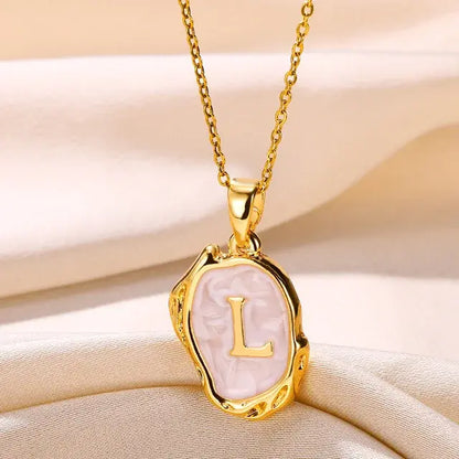 Y2K Stainless Steels Drip Oil 26 Letter Necklaces for Women Men Alphabet A-Z Initials Pendant Necklace Aesthetic Jewelry Gift