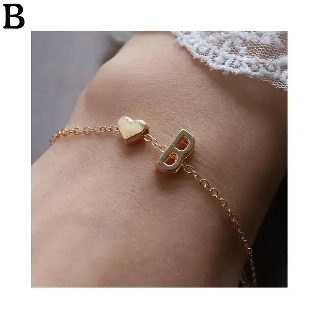 26 English Initial Letter Bracelets For Lovers Women Men Heart-shaped 26 Alphabet Bracelets Anniversary Valentine's Day Gift