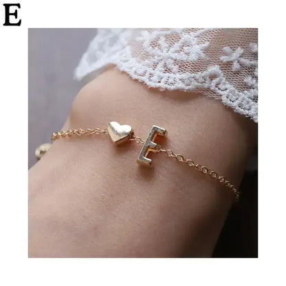 26 English Initial Letter Bracelets For Lovers Women Men Heart-shaped 26 Alphabet Bracelets Anniversary Valentine's Day Gift